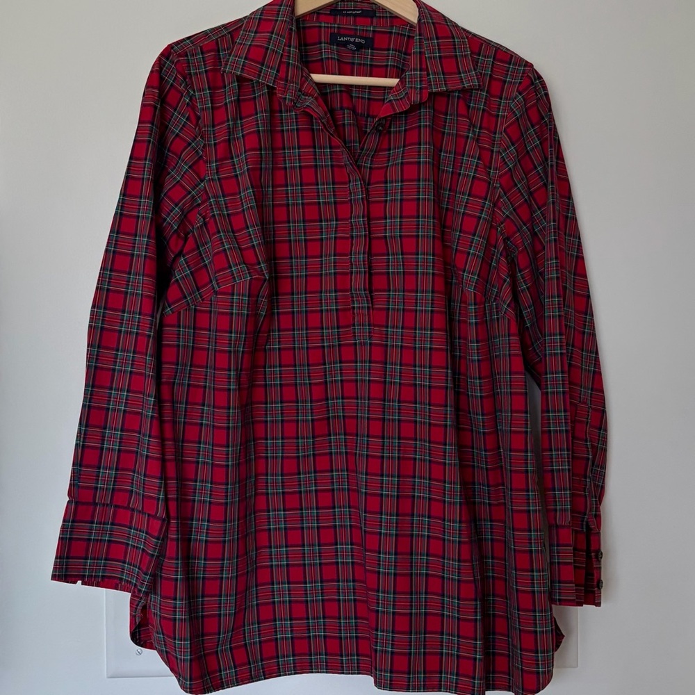 Land’s End Red Plaid Button-Up Shirt